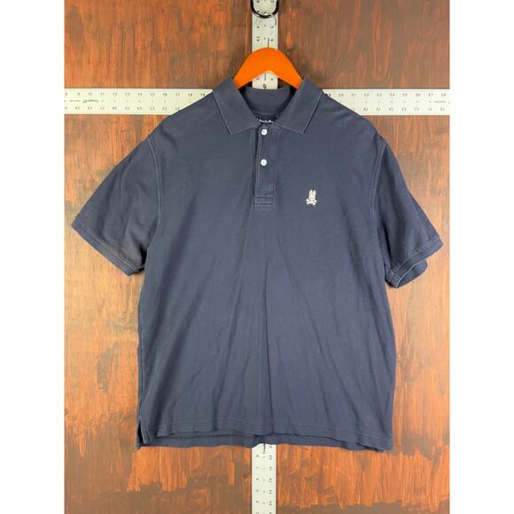 Psycho Bunny Polo Short Sleeve Shirt Preppy Solid Navy Blue Logo Mens 7 XL EUC - Picture 2 of 7